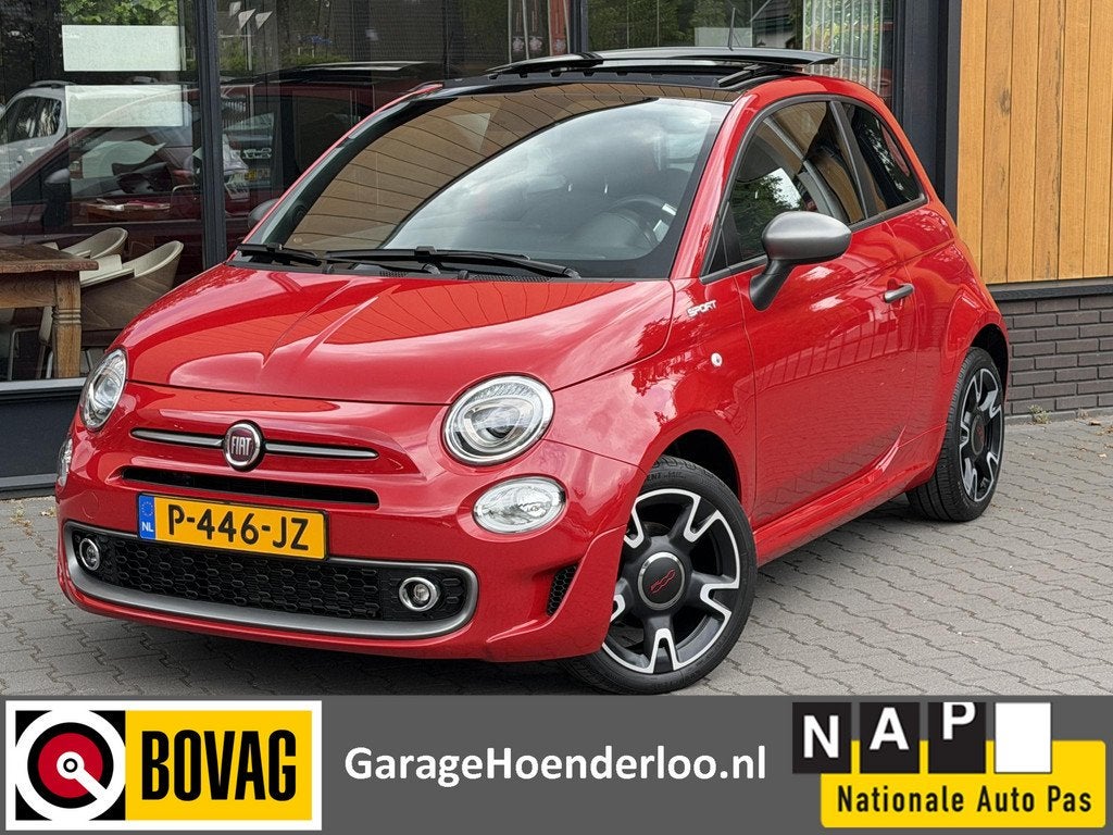 Fiat 500 1.0 Hybrid Sport Pano/ Schuifdak, Carplay Beats, Ga, Stof, Euro 6, Met garantie (alle), 4 stoelen