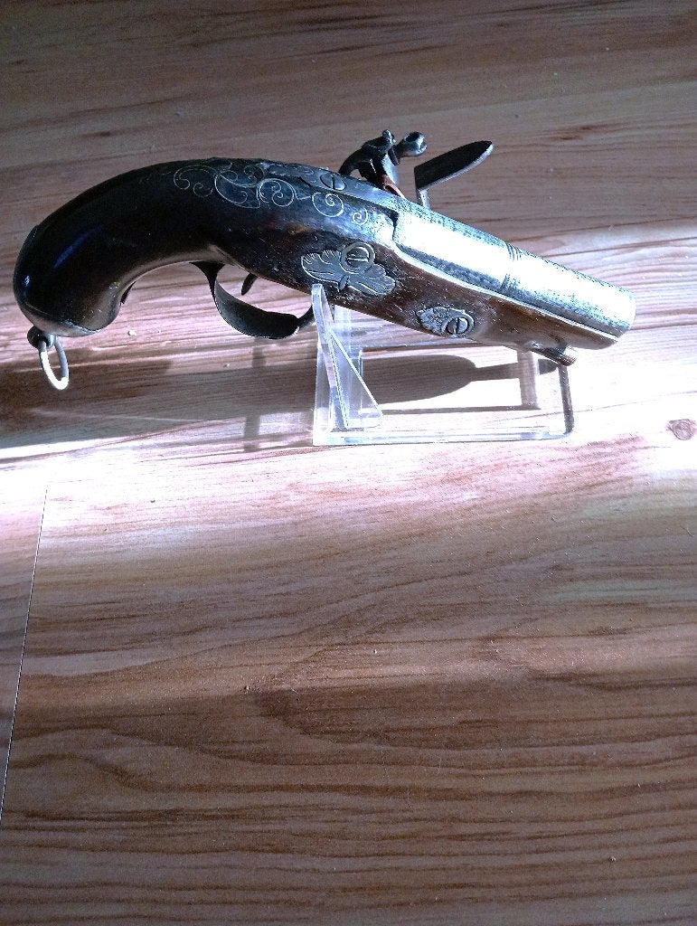 Fraai Vuursteensteen Pistool met goud ingegelegde, Ophalen of Verzenden, Landmacht, Nederland