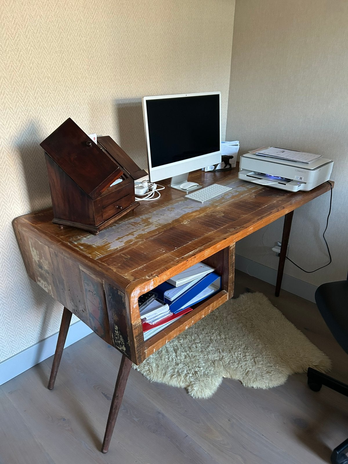 Bureau met open ladekast, Huis en Inrichting, Bureaus, Ophalen, Gebruikt, 150 cm, Hout