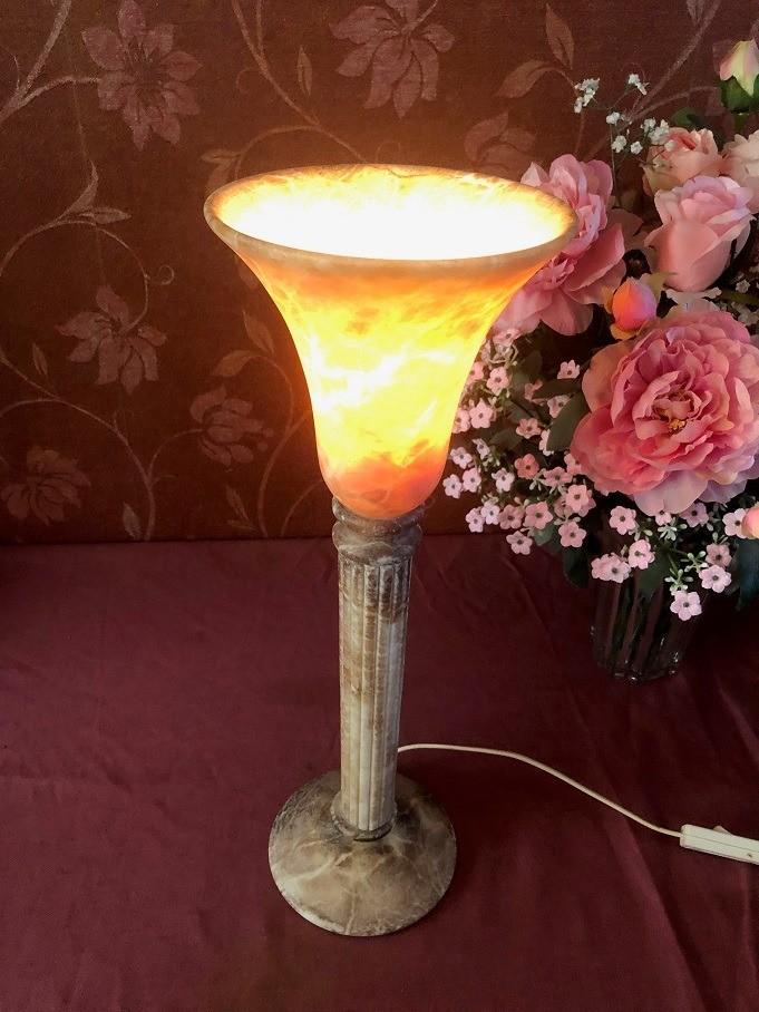 Vintage grote tafellamp art deco - marmer steen beker vorm, Ophalen of Verzenden