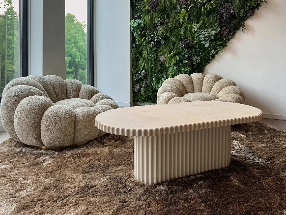 Unieke ECO Beton Salontafel -   Design TEAB, Huis en Inrichting, Tafels | Salontafels, Ophalen, Overige materialen, 100 tot 150 cm