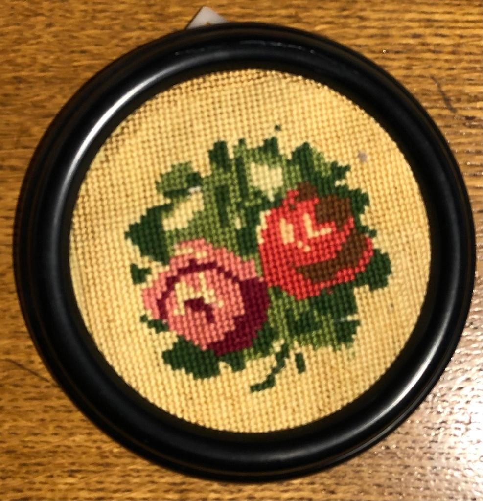 Mooie wanddecoratie rond schilderijtje: Rozen, Antiek en Kunst, Curiosa en Brocante, Ophalen of Verzenden