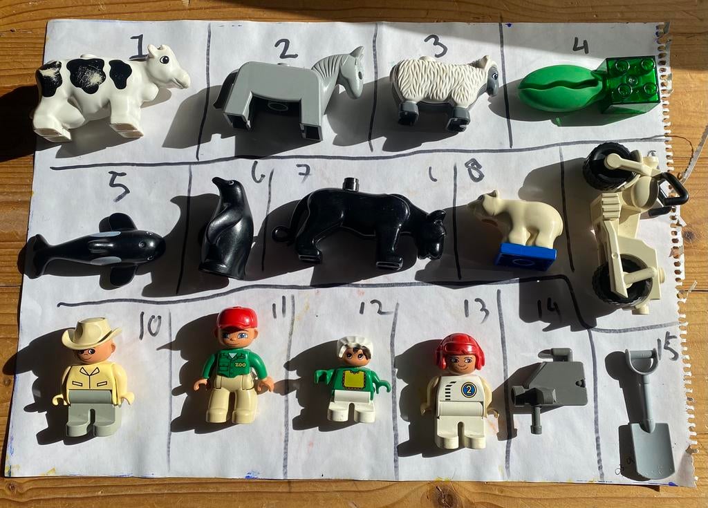 Oude lego Duplo beesten poppetjex baby schaap pinguïn cowboy, Ophalen of Verzenden, Gebruikt, Duplo