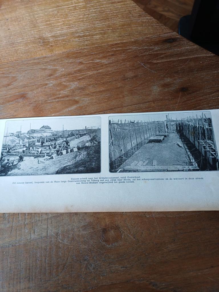 Knipsel sluizen arbeid Wilhelmina kanaal Oosterhout 1915, Verzamelen, Tijdschriften, Kranten en Knipsels, Ophalen of Verzenden