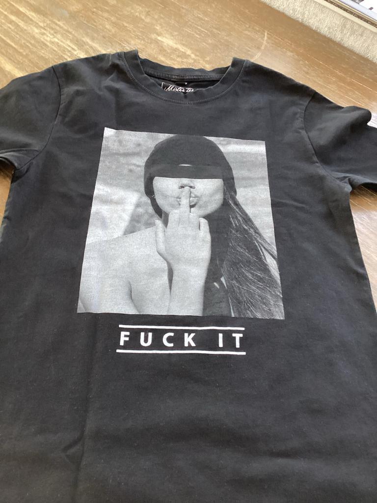 Mister TEE Zwart T-shirt XS - 'Fuck It' Print, Ophalen of Verzenden, Gedragen, Maat 46 (S) of kleiner, Zwart