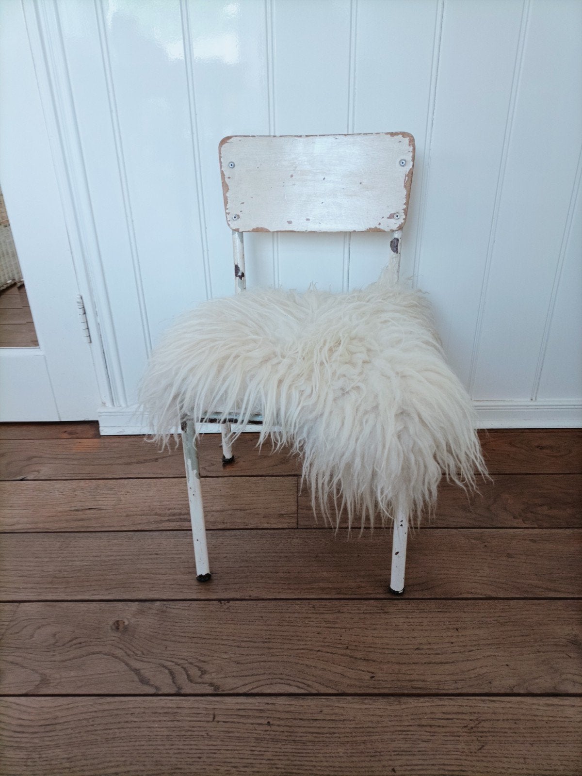 3 brocante stoeltjes kleuter stoel oud wit industriële, Ophalen of Verzenden