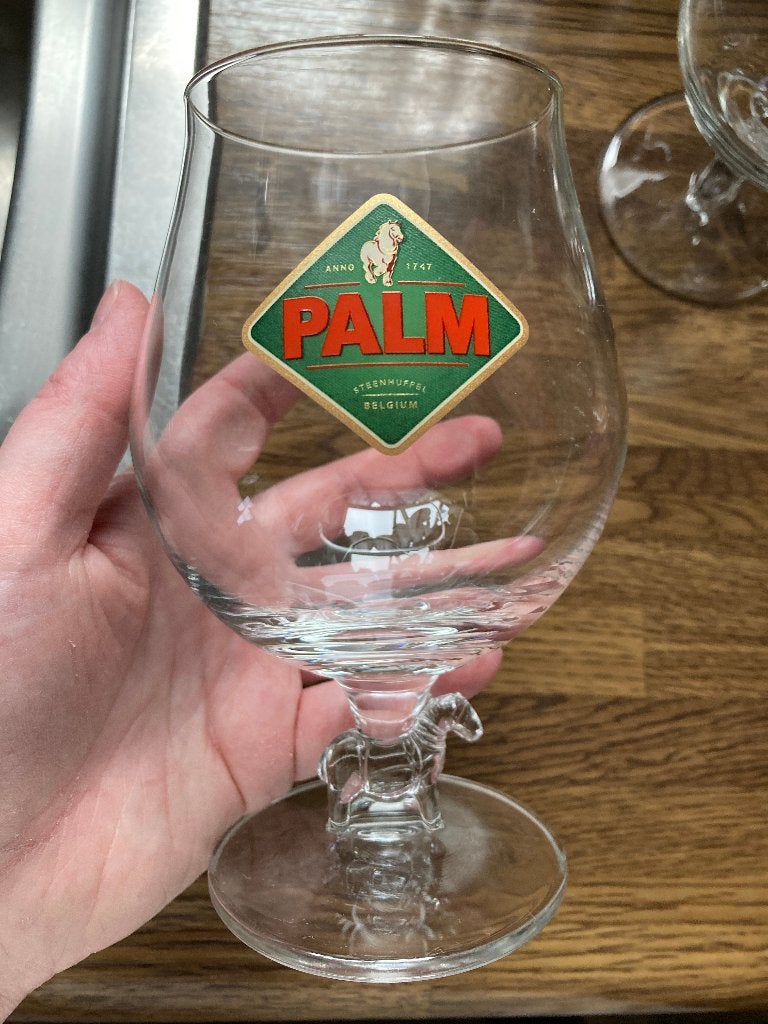 Palm bier glazen ( glas ) paardje in voet # 4, Ophalen of Verzenden, Zo goed als nieuw, Bierglas