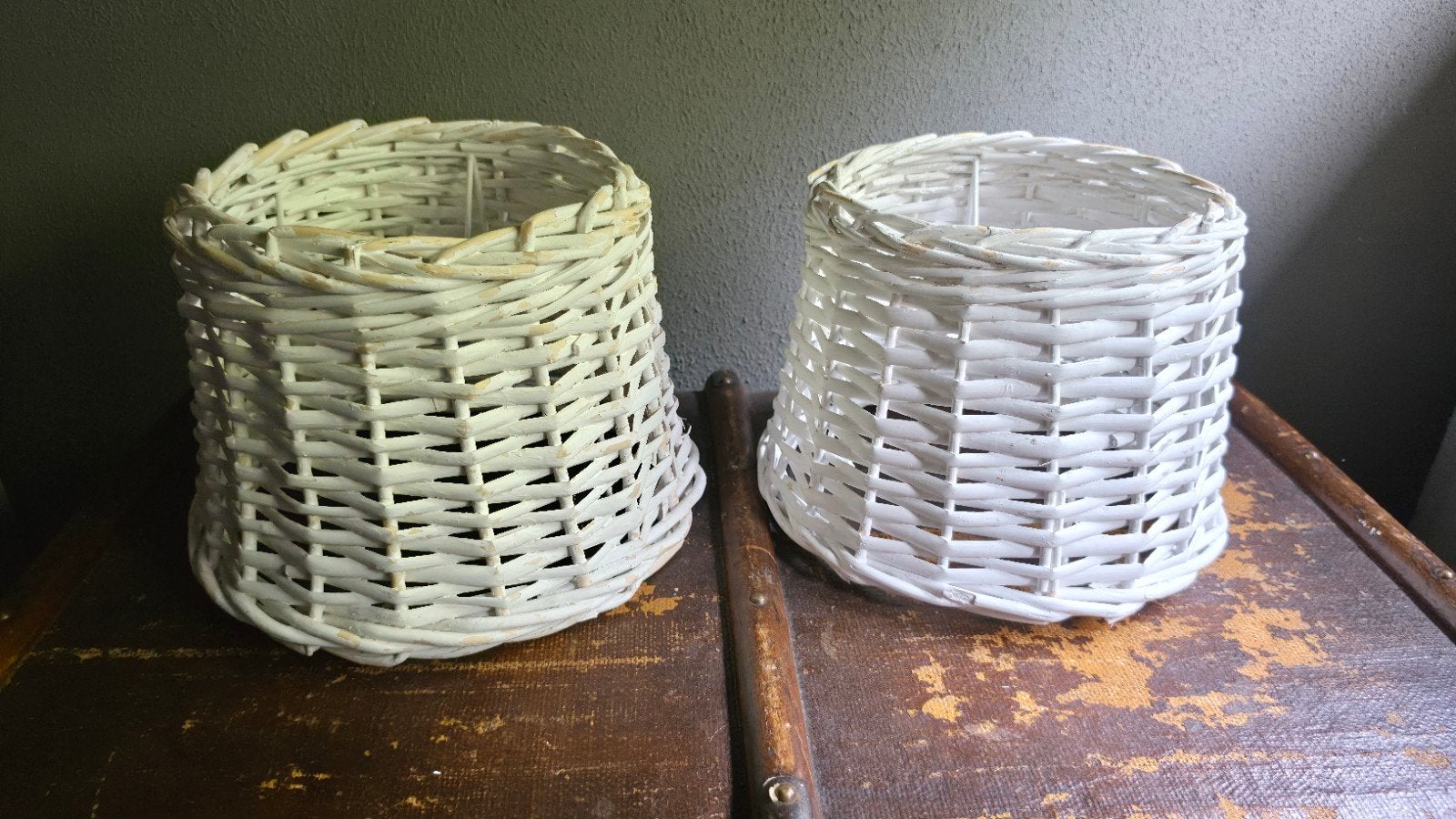 twee witte rieten lampen kappen, Huis en Inrichting, Ophalen of Verzenden