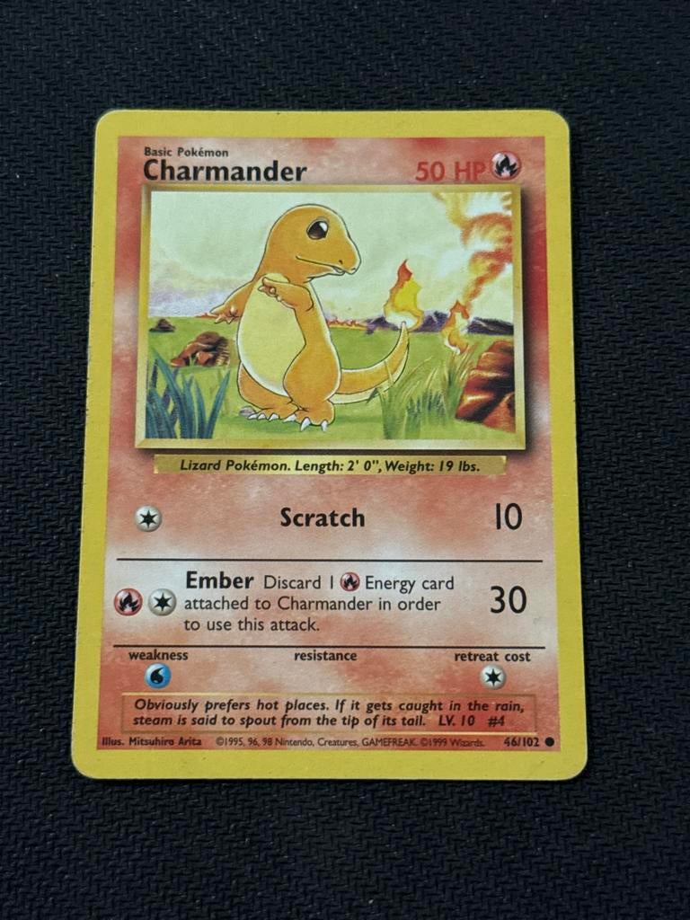 Charmander Base Set Kaart 46/102 (1999), Hobby en Vrije tijd, Ophalen of Verzenden, Zo goed als nieuw, Losse kaart