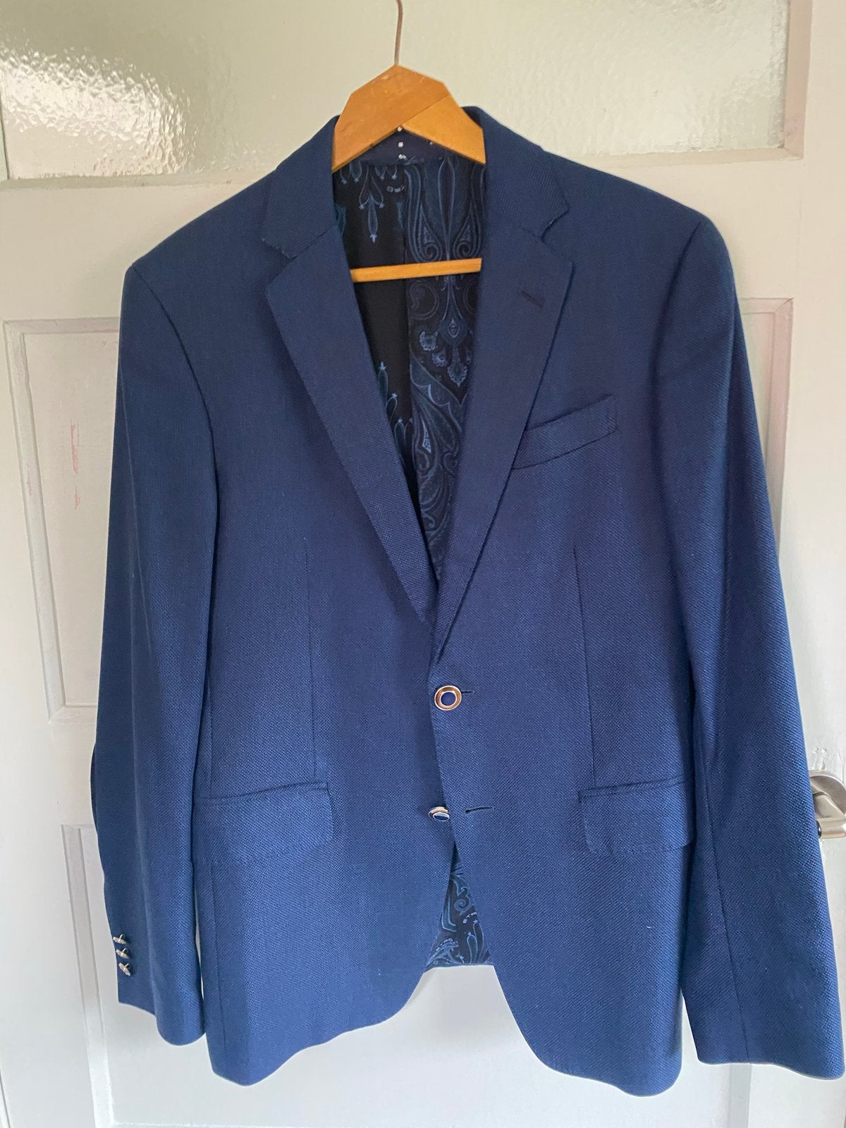 Etro Italiaans Jasje Blauw Maat 48 Slim Fit Paisley Voering, Ophalen of Verzenden, Zo goed als nieuw, Maat 48/50 (M), Blauw