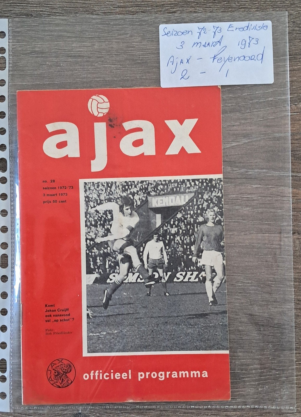 Ajax - Feyenoord Officieel Programma 1972-73 (3 maart 1973), Verzamelen, Ophalen of Verzenden, Gebruikt, Ajax, Boek of Tijdschrift