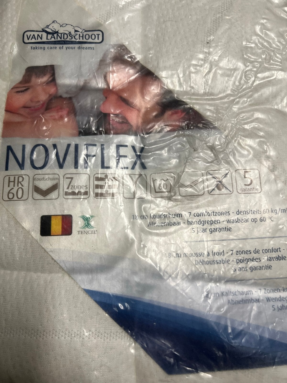 Nieuwstaat Noviflex Koudschuim Matras HR 60 - 7 zones, Ophalen, Nieuw, Eenpersoons, Matras