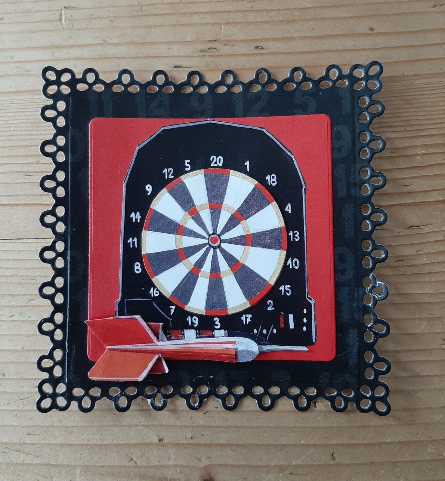 stans kaart opleg met 3d plaatje dartbord en dartpijl, Ophalen of Verzenden, Nieuw, Overige thema's