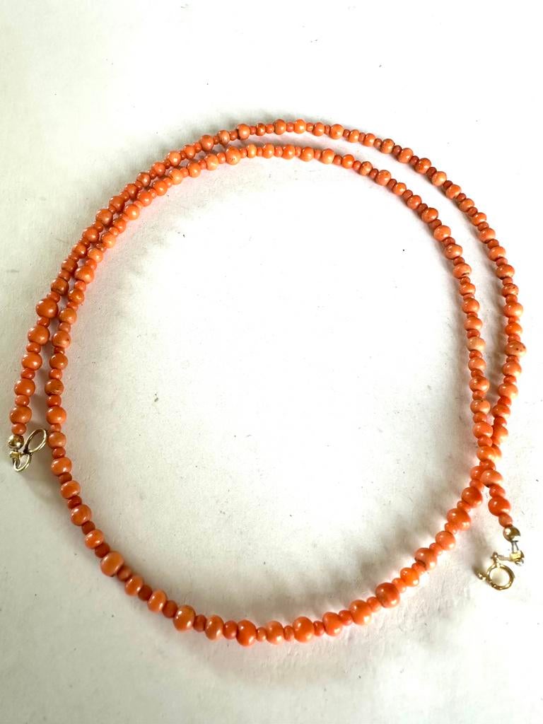 Antieke angelskin koraal ketting 14 kt slotje, Gebruikt, Verzenden, Steen of Mineraal, Roze