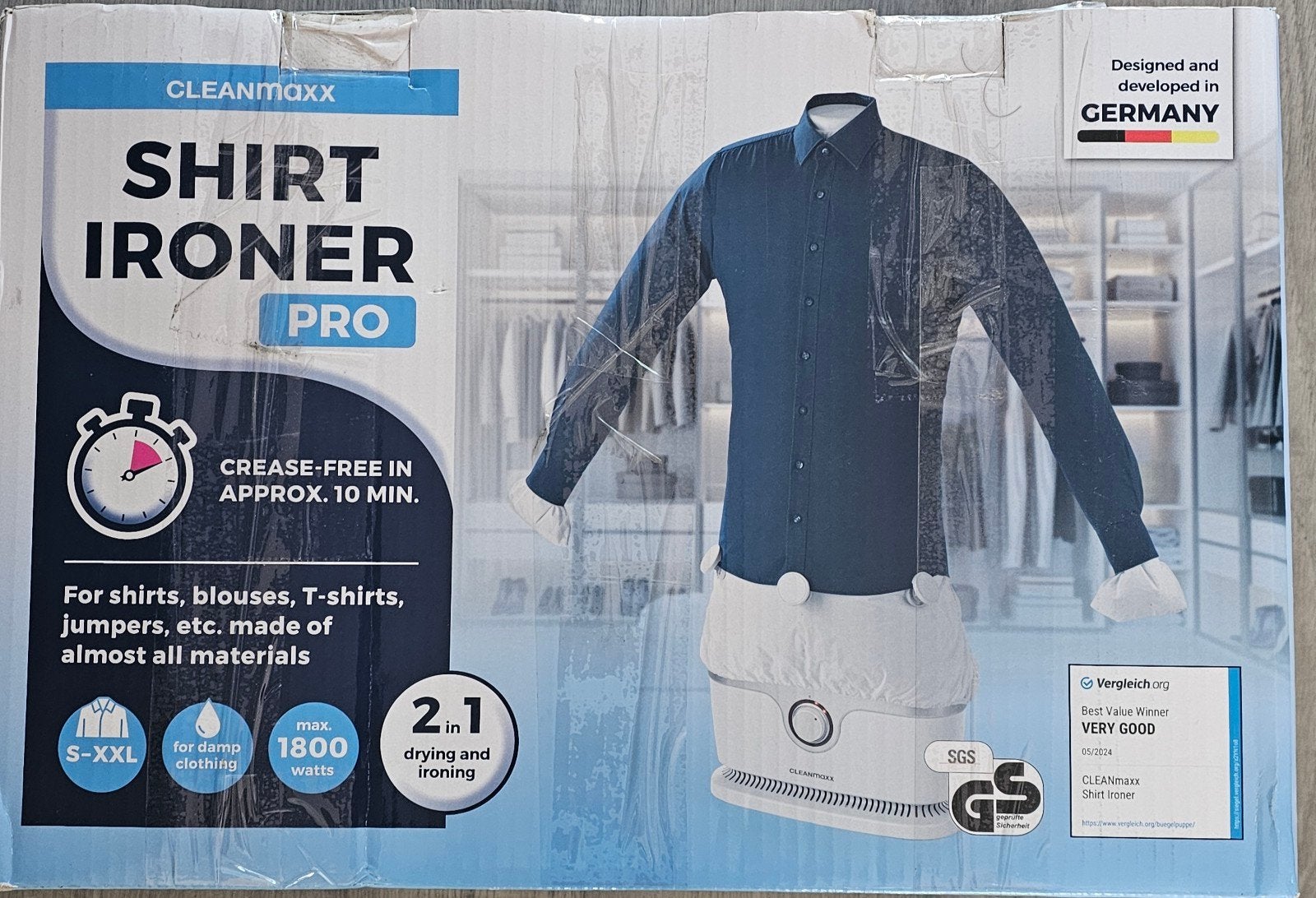 CLEANMAXX SHIRT IRONER PRO - Overhemdenstrijkijzer, Witgoed en Apparatuur, Strijkijzers en Strijkplanken, Ophalen of Verzenden