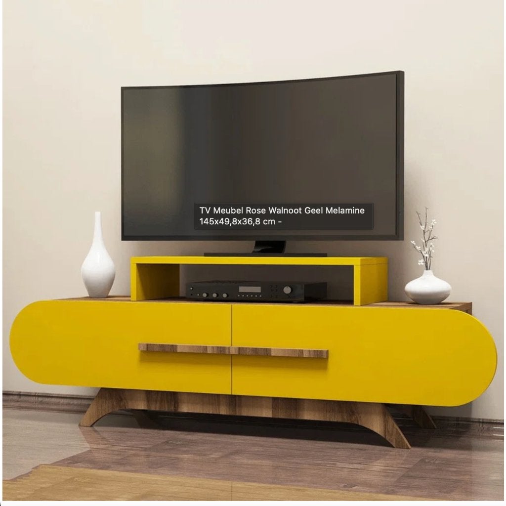 Risa Home TV Meubel Rose Walnoot Geel Melamine, Minder dan 50 cm, Nieuw, Ophalen of Verzenden, Minder dan 100 cm