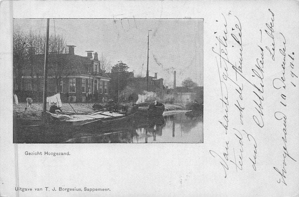 Hoogezand - Oude boot in kanaal (gel. 1901!!), Ophalen of Verzenden, Voor 1920, Gelopen, Groningen