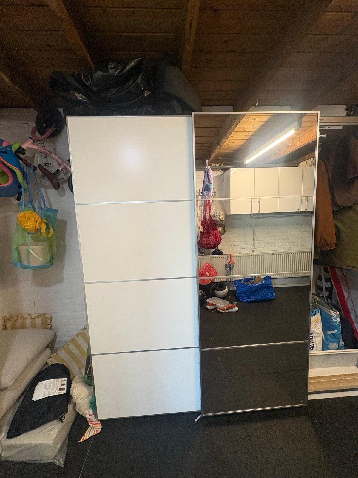 IKEA Pax Kast met Spiegel Schuifdeur - 200x66x201 cm, Ophalen, Gebruikt, 200 cm of meer, 150 tot 200 cm