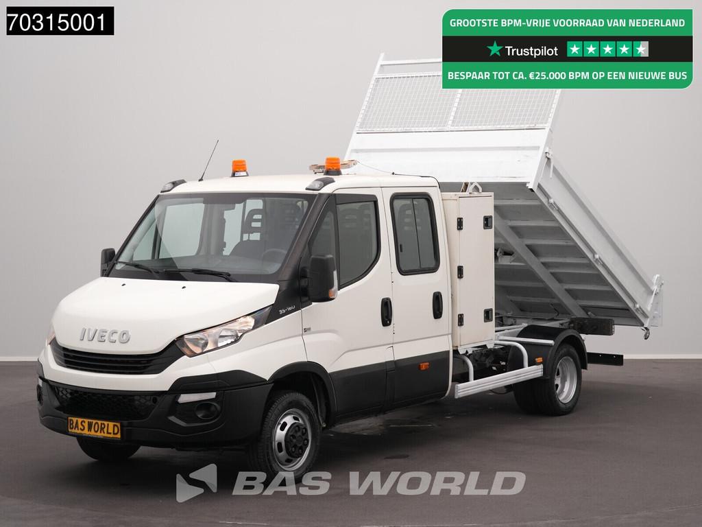 Iveco Daily 35C16 Kipper Dubbellucht 160PK 3,5t Trekhaak Nav, Auto's, Bestelauto's, Stof, Gebruikt, Iveco, Wit