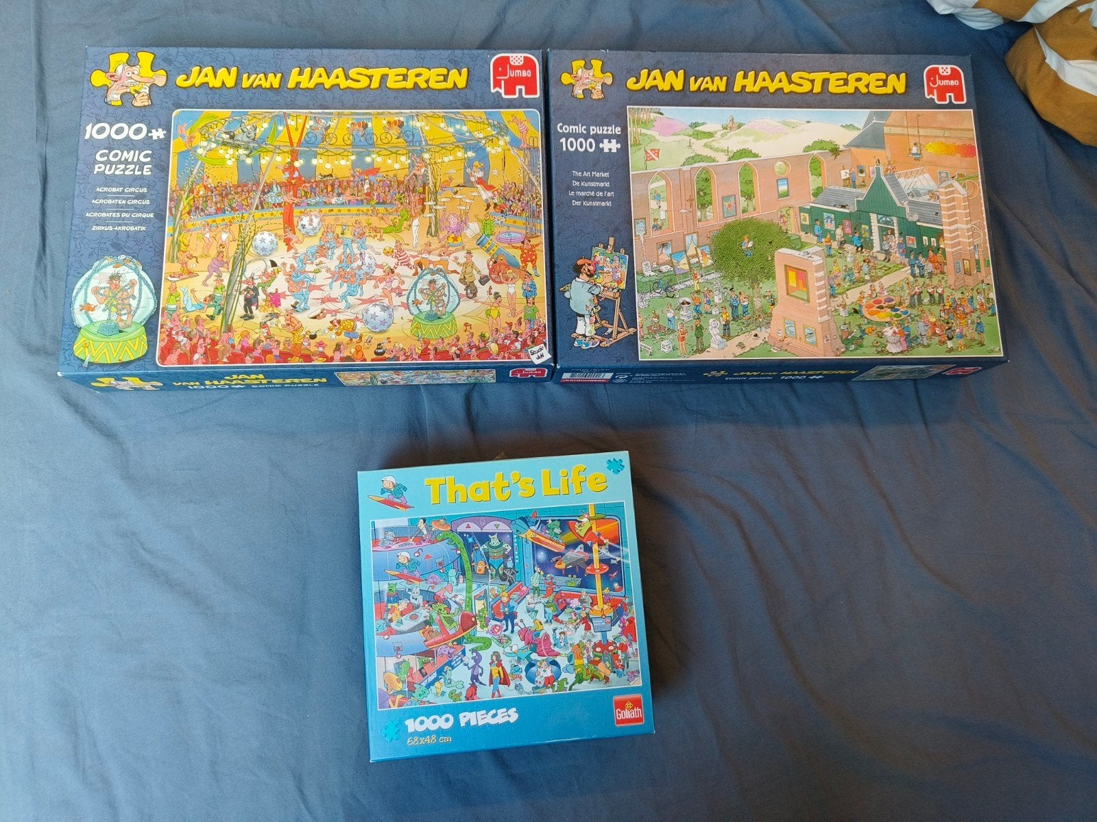 2 Jan van Haasteren puzzelen 1 that s life, Ophalen of Verzenden, 500 t/m 1500 stukjes, Zo goed als nieuw, Legpuzzel