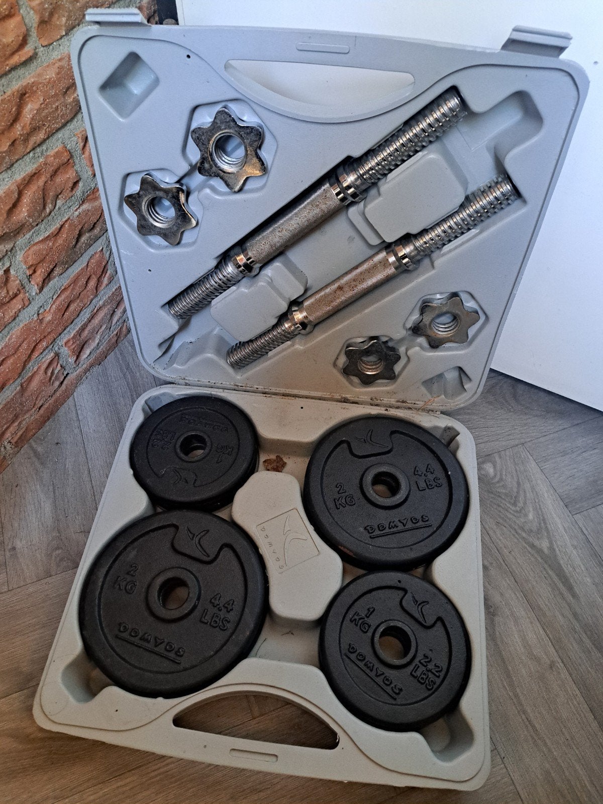 Dumbbellset Domyos met koffer, Ophalen, Gebruikt, Armen, Dumbbell