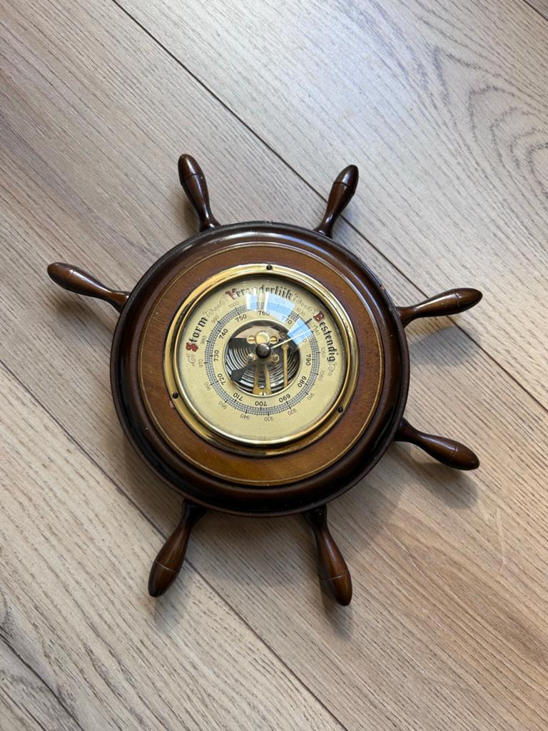 Vintage Barometer in Stuurwiel Vorm, Ophalen of Verzenden, Gebruikt, Barometer
