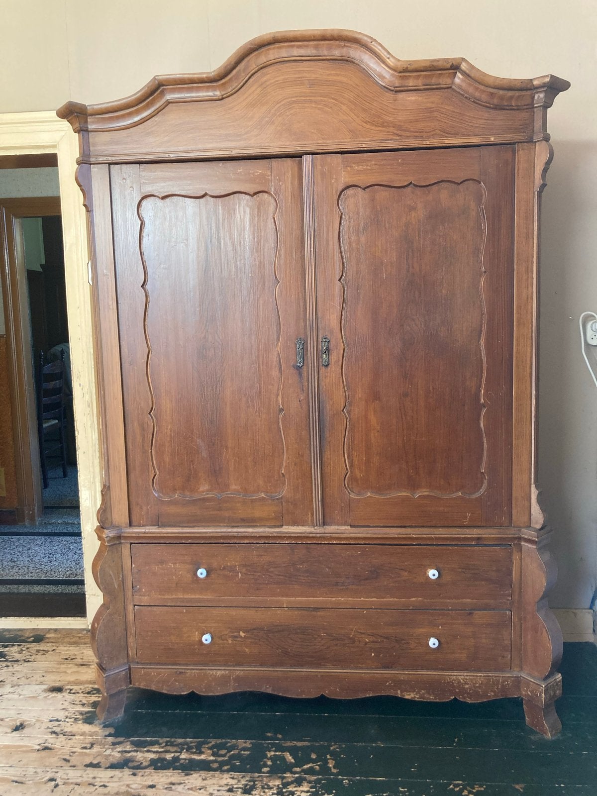 Antieke houten kledingkast met lades, Antiek en Kunst, Ophalen