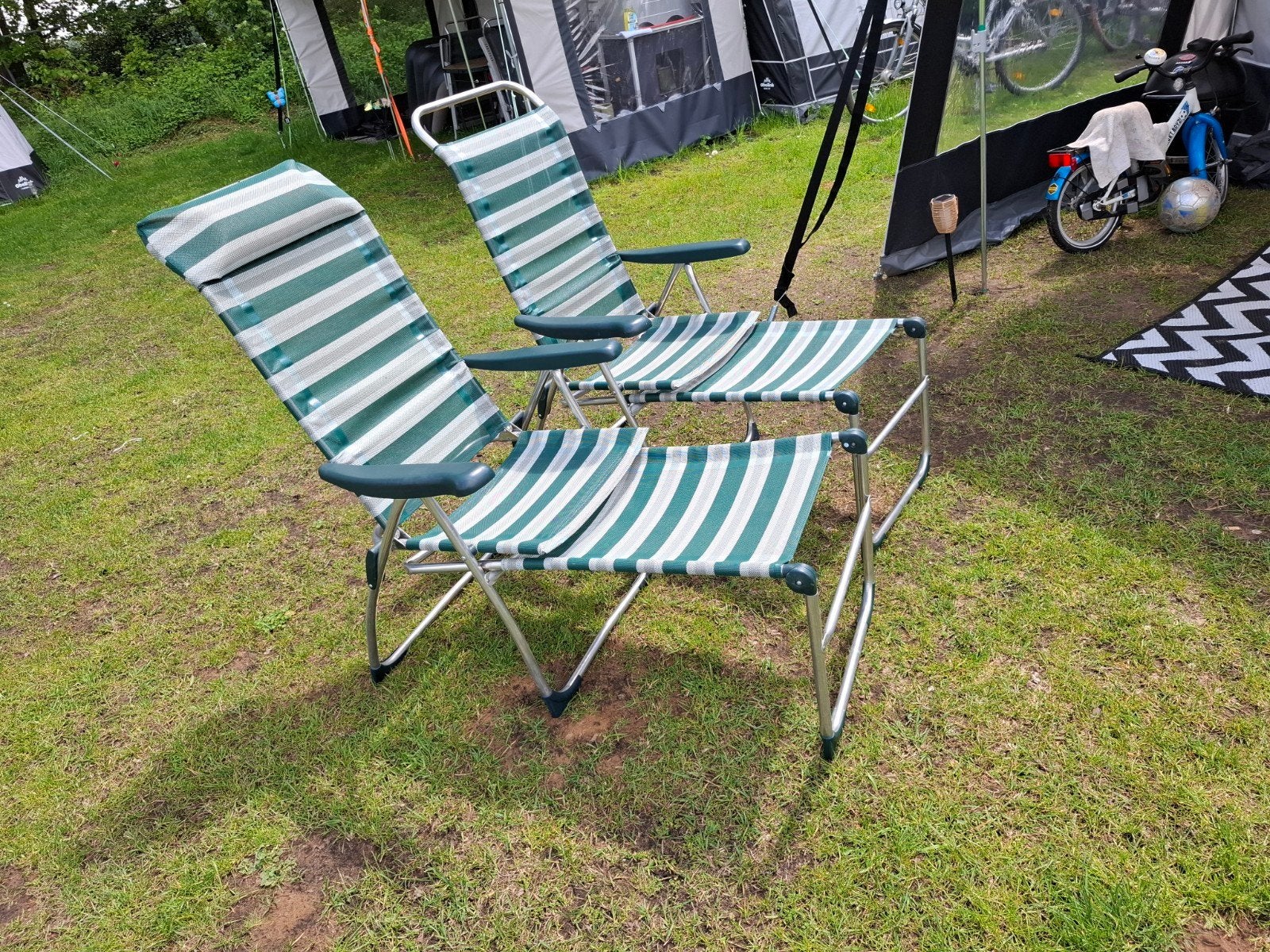 Crespo meerstanden stoelen met losse voetsteuren, Caravans en Kamperen, Ophalen, Campingstoel