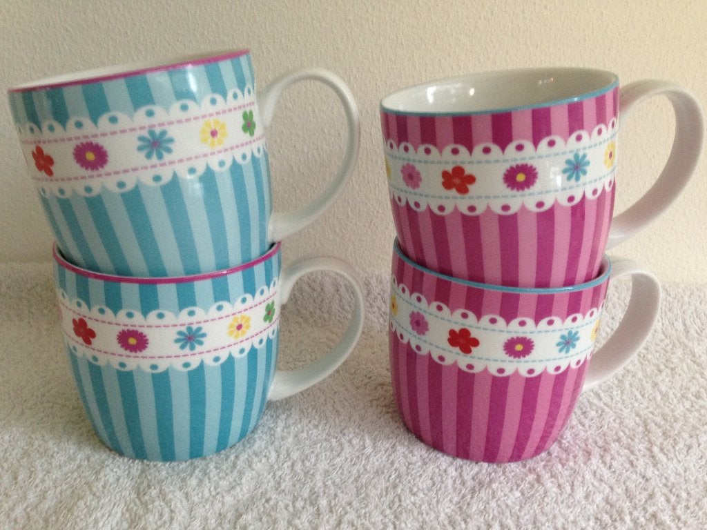 🌷4 Mooie Grote LIEF Mokken/ Bekers 250 ML., Overige merken, Ophalen of Verzenden, Zo goed als nieuw, Overige stijlen