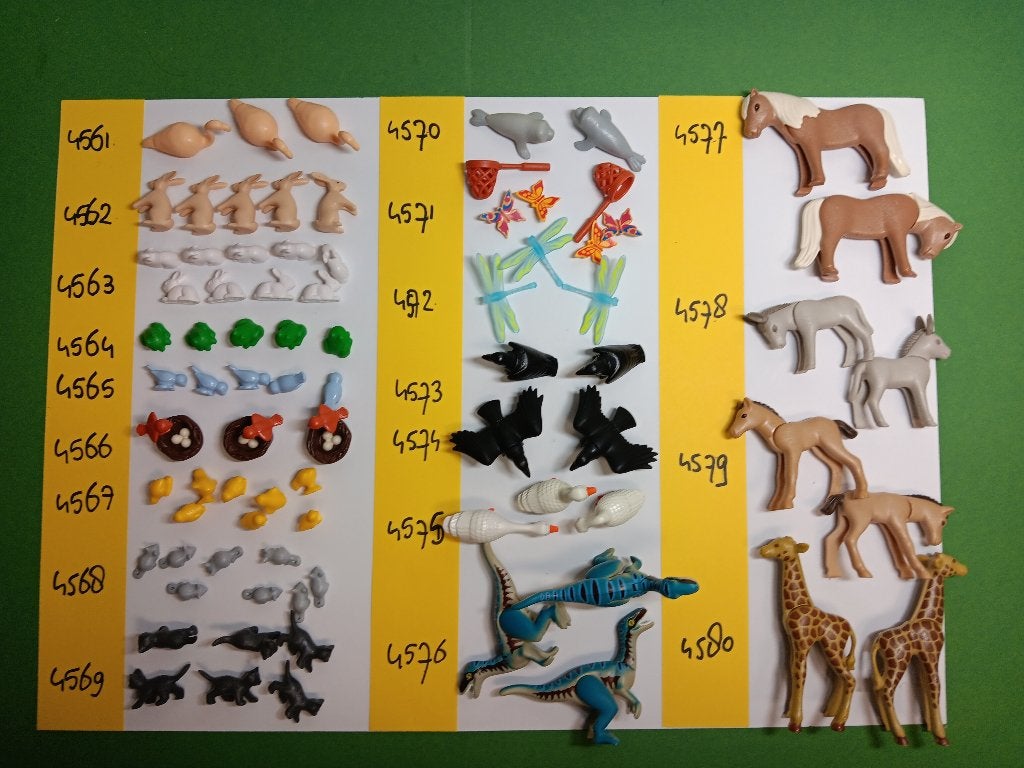Playmobil Dieren 4561-4579 Flamingo Libelle Raaf Dino Konijn, Verzenden, Gebruikt, Losse onderdelen