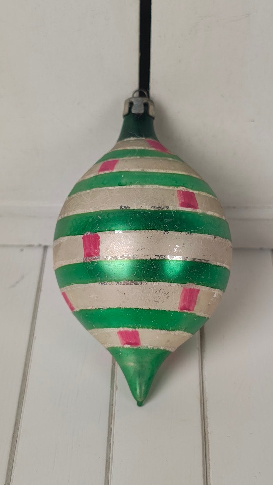 Mooie grote vintage glazen kerstbal / spint / piek, Verzenden, Glas
