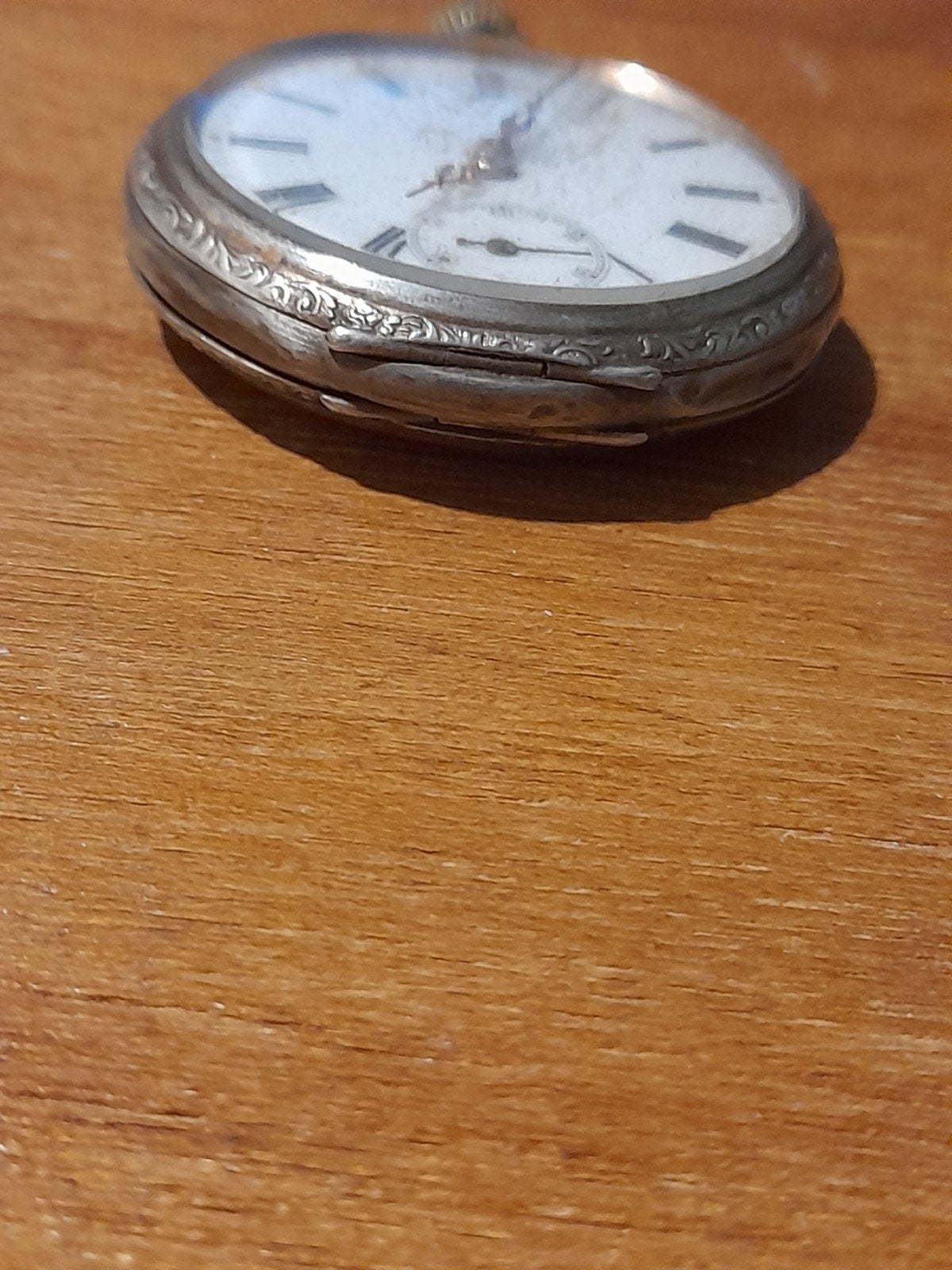 Oud Zilveren Zakhorloge met Gouden Wijzers - Loopt, Verzenden, Zilver, Zakhorloge, Voor 1900
