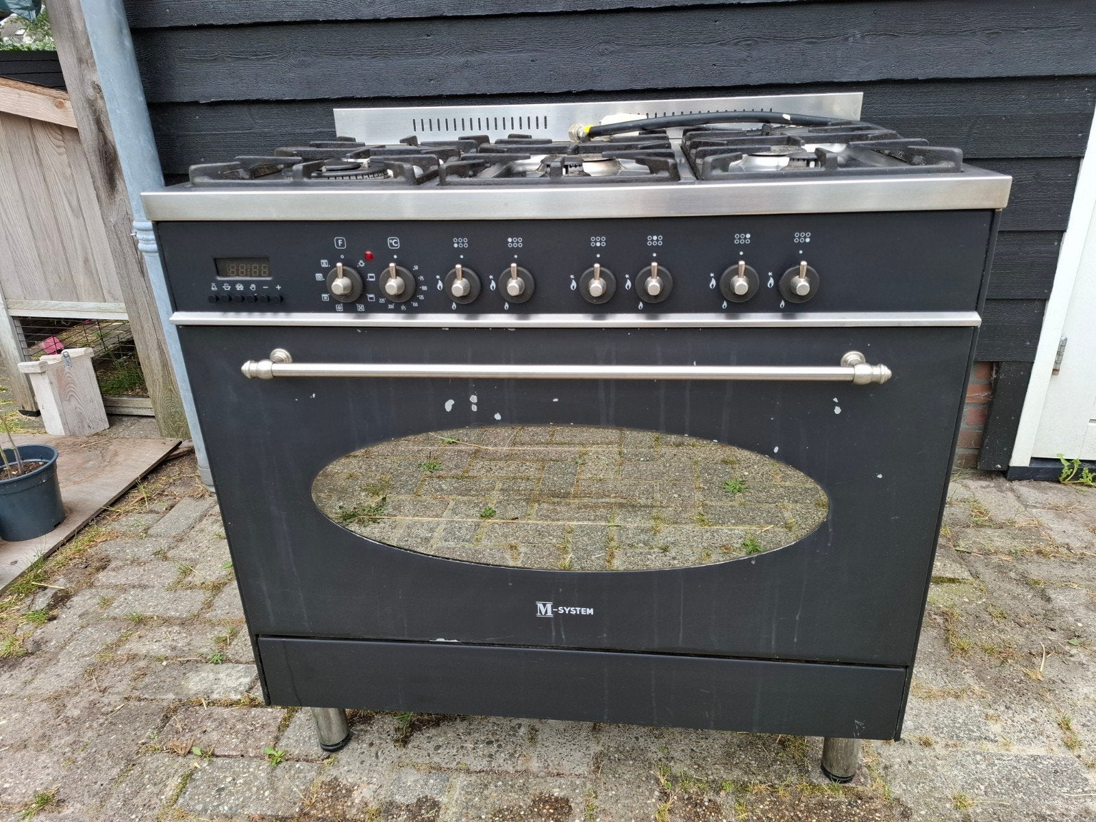 M-system 6-pits gasfornuis met oven, Ophalen, Gebruikt, 60 cm of meer, Gas