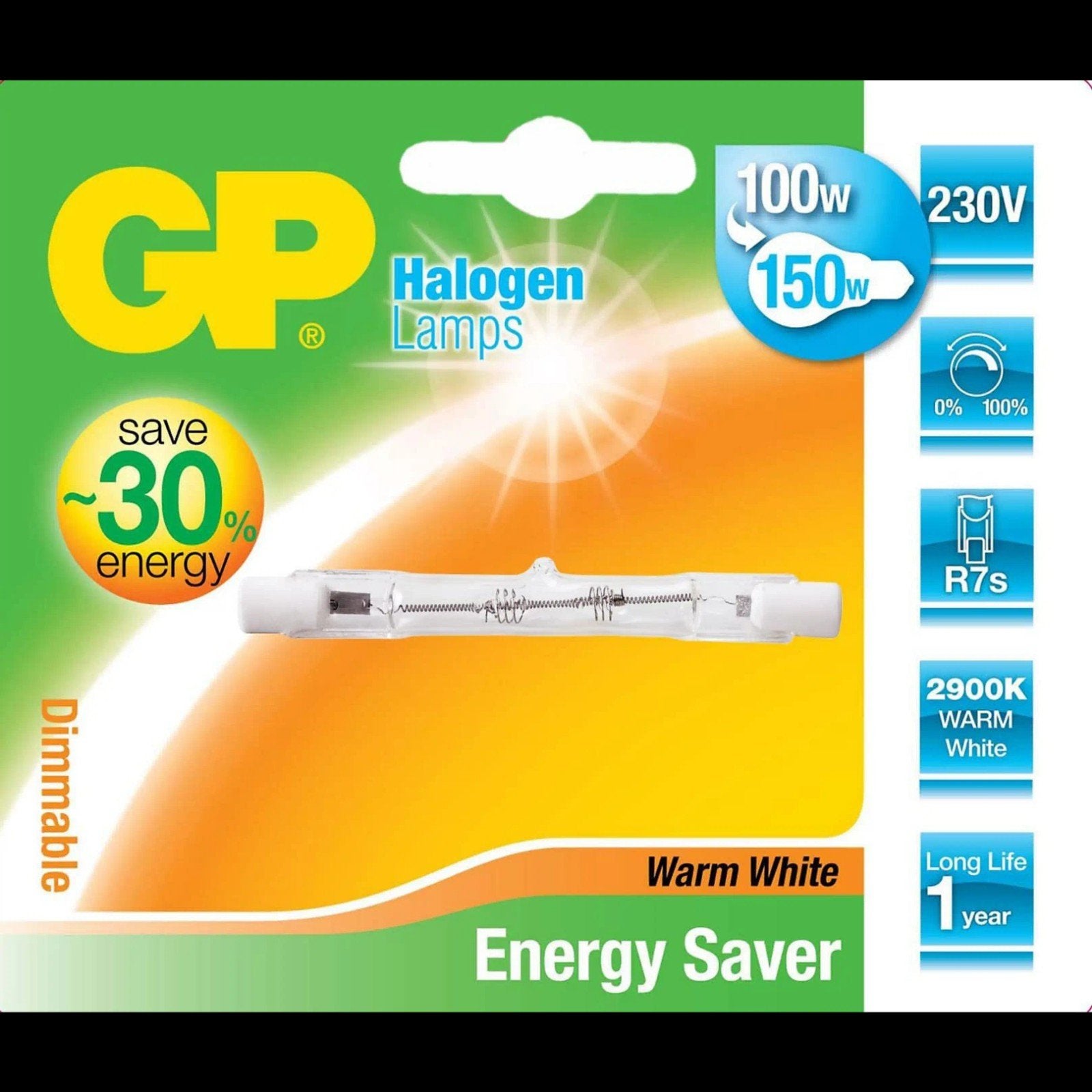 GP Halogeenlamp R7s 100W-150W Dimbare Warm Wit. 16x, Huis en Inrichting, Overige merken, Dimbaar, Nieuw, Overige fittingen