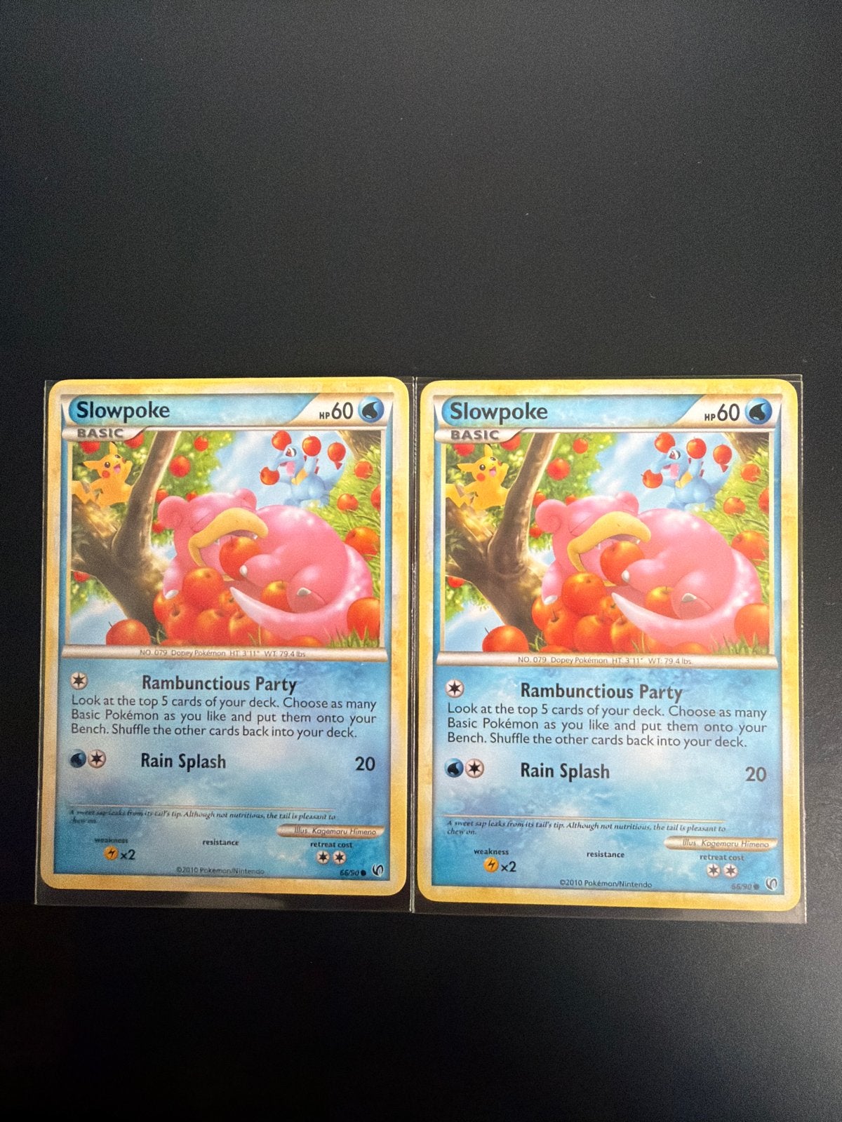 2x Slowpoke Pokémon kaart 66/90 (HeartGold & SoulSilver), Ophalen of Verzenden, Zo goed als nieuw, Losse kaart