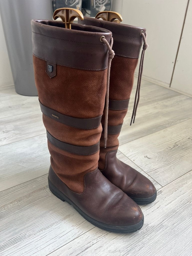 Originele Burberry leren laarzen – maat 44, Ophalen, Bruin, Boots, Gedragen