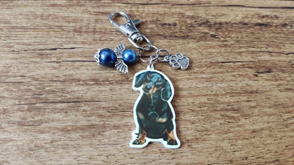 Tas/Sleutelhanger Teckel Dachshund met beschermengeltje, Verzenden, Nieuw, Dier of Natuur
