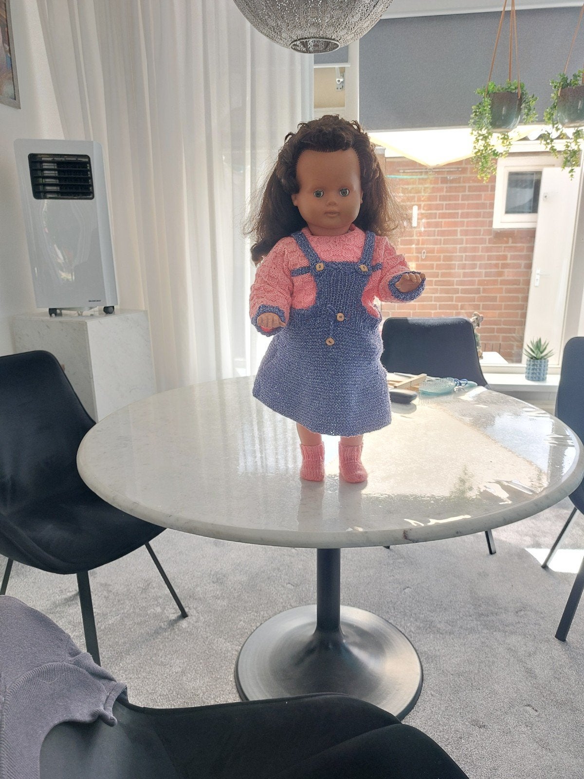 Vintage Babypop met gebreide kleding, Ophalen