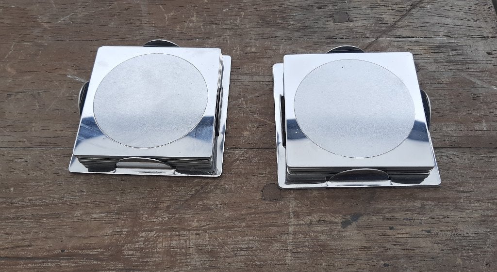 Set van 10 Metalen Glasonderzetters met 2 Houders, Ophalen, Met houder, Glasonderzetter, Metaal