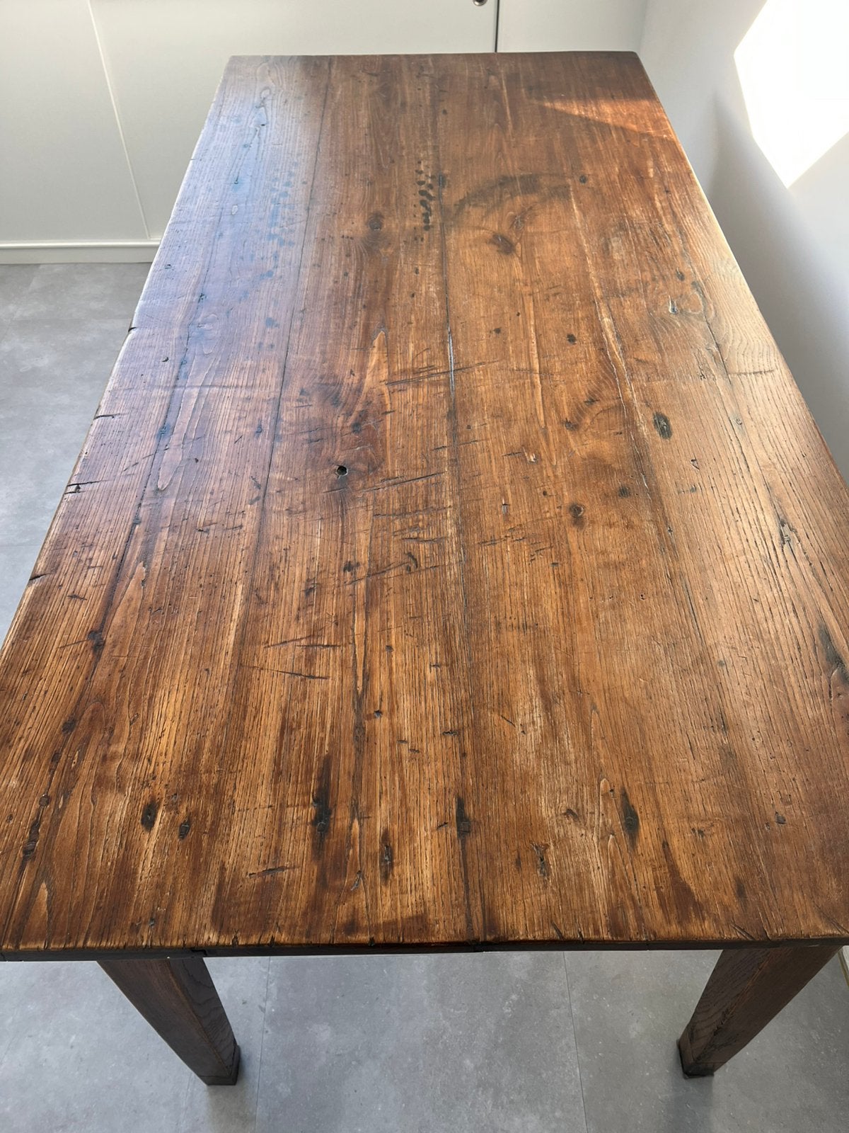 Antieke Franse eettafel 19e eeuw, Iepenhout 180cm x 85 cm., Huis en Inrichting, Tafels | Eettafels, Ophalen, Gebruikt, Eikenhout