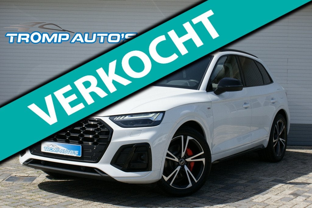 Audi Q5 55 TFSI e S-Line Competition|PANO|RS-LEER|LUCHTV.|B&, Automaat, Adaptive Cruise Control, Gebruikt, Zwart