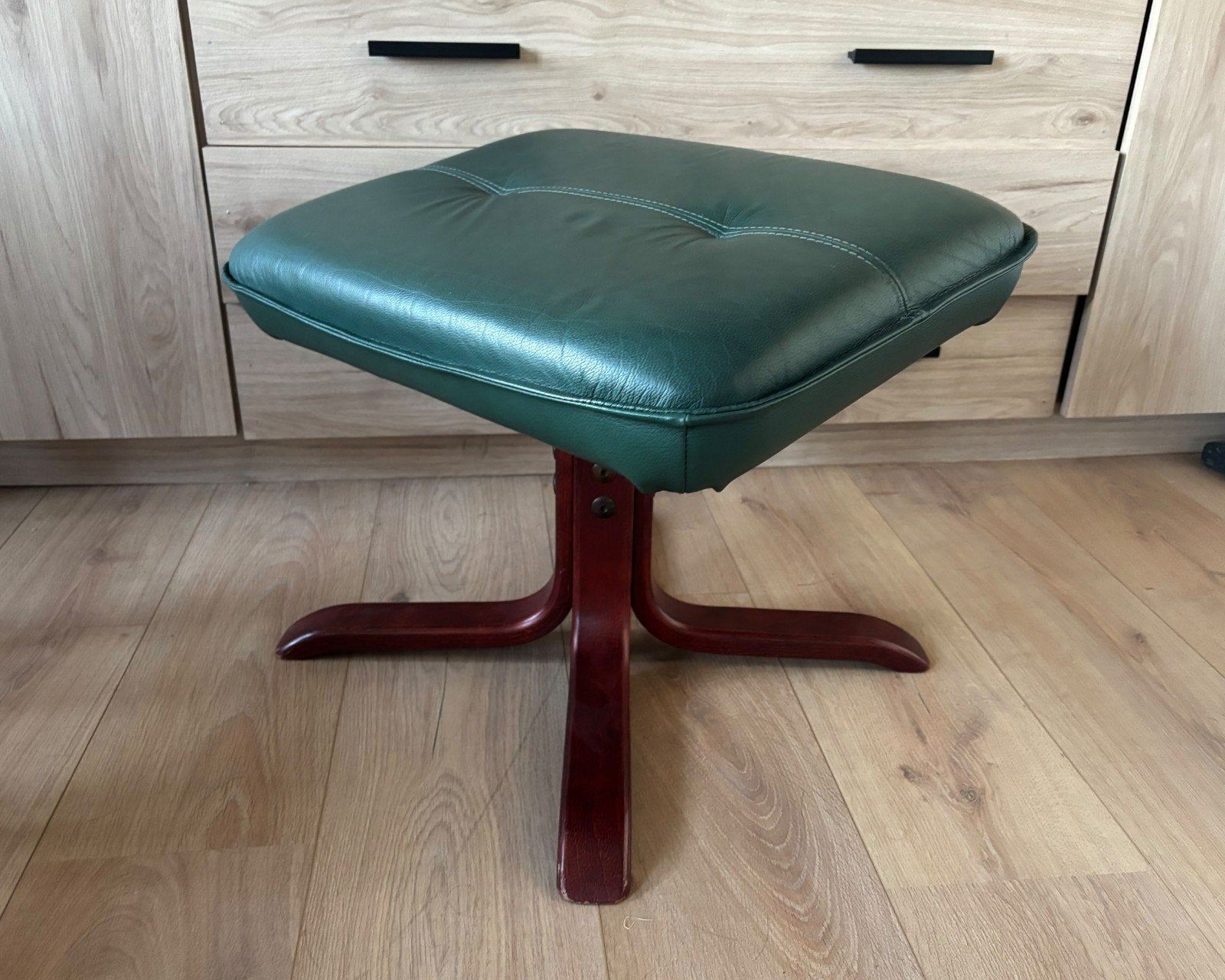 Vintage Deens Jaren 70 Ottomaan / Voetenbank, Hout, Minder dan 50 cm, Gebruikt, Ophalen of Verzenden