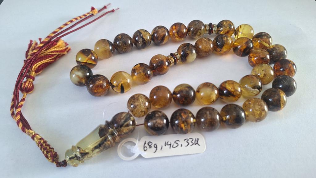 Baltische amber barnsteen tesbih ketting, Ophalen of Verzenden, Overige materialen, Ketting, Met edelsteen