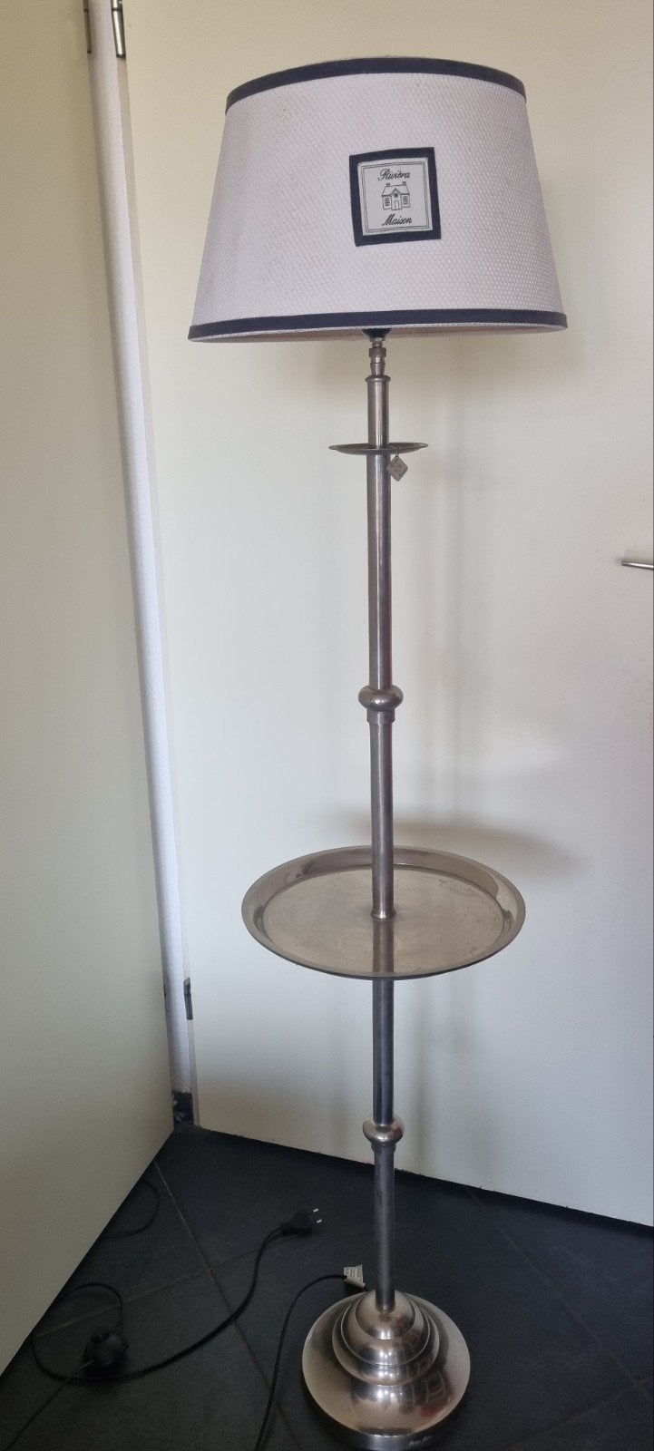 Riviera Maison Vloerlamp met Dienblad en Kap, Ophalen, Zo goed als nieuw, Stof, Landelijk, Klassiek