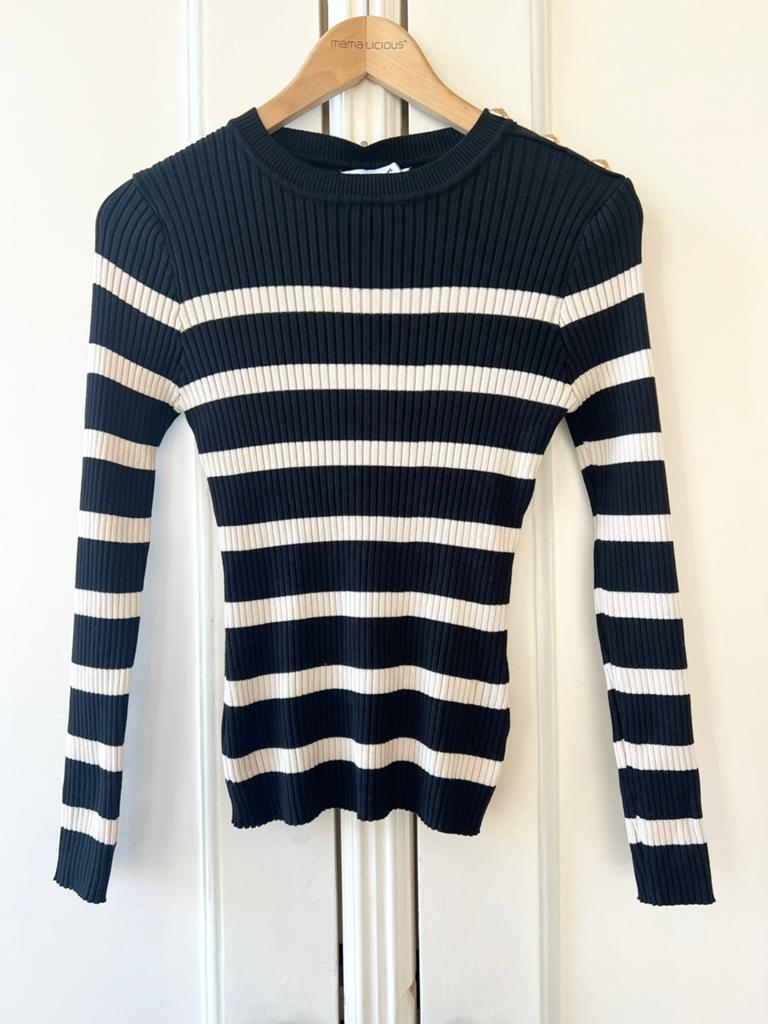 JS Millenium zwart-creme gestreepte trui, One Size, Kleding | Dames, Truien en Vesten, Maat 38/40 (M), P, Zwart, P