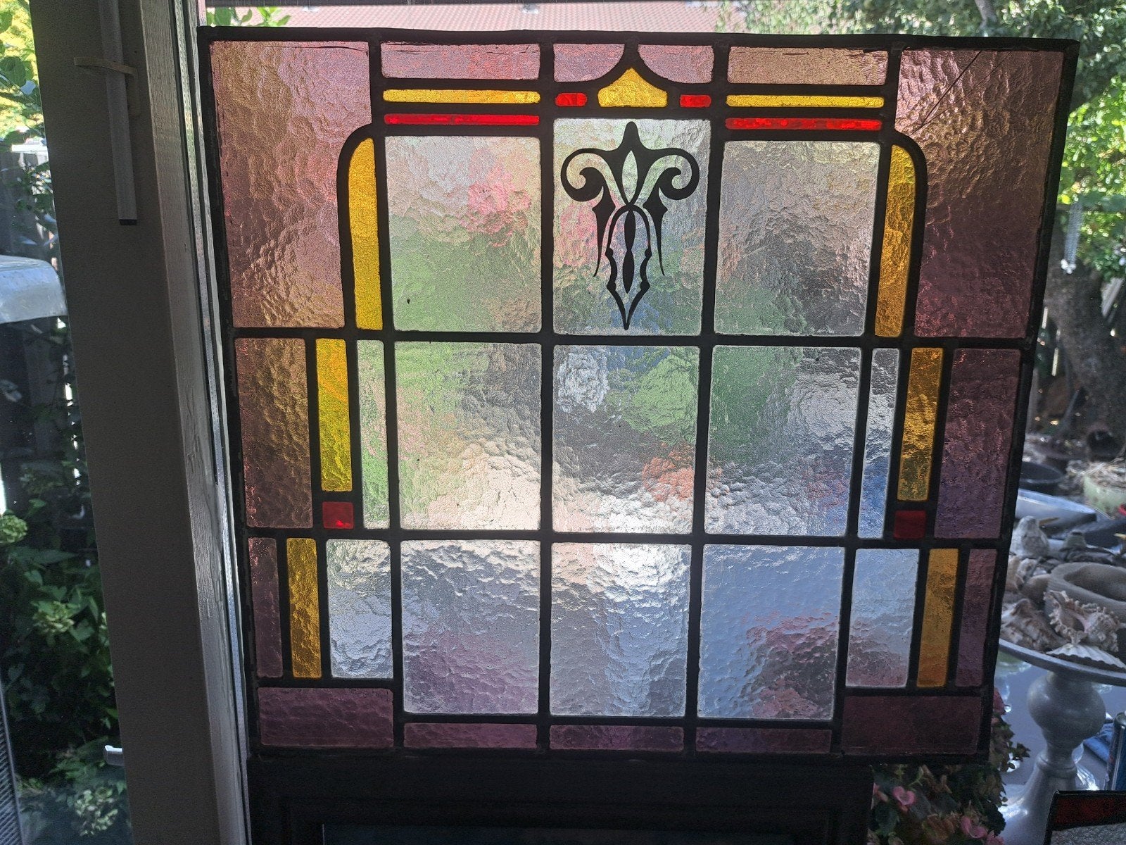 Prachtig glas in lood raam, vintage decoratie, Ophalen, Gevelraam of Ruit, Gebruikt, Glas in lood