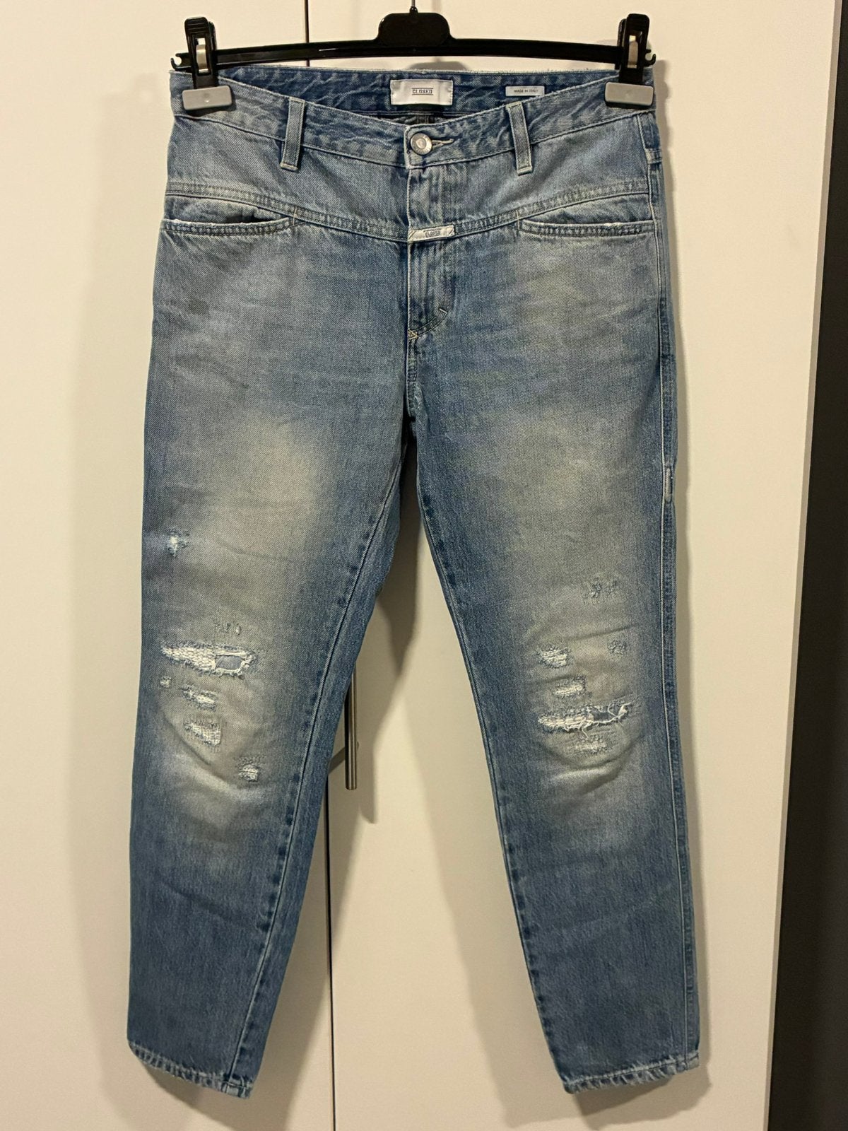 Closed destroyed jeans, mt 27 = M, Ophalen of Verzenden, Zo goed als nieuw, Blauw, W27 (confectie 34) of kleiner