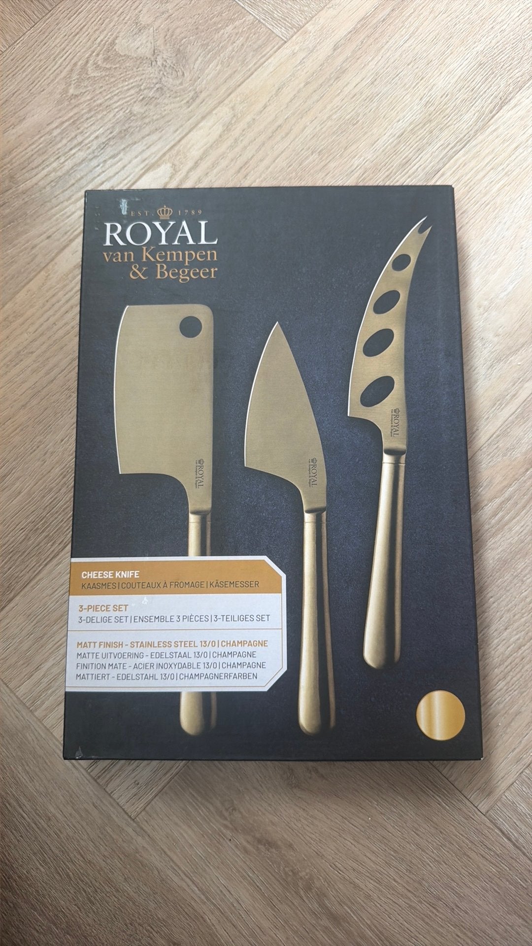 Royal van Kempen & Begeer Kaasmessenset 3-delig, Huis en Inrichting, Keuken | Bestek, Ophalen of Verzenden, Nieuw, Rvs of Chroom