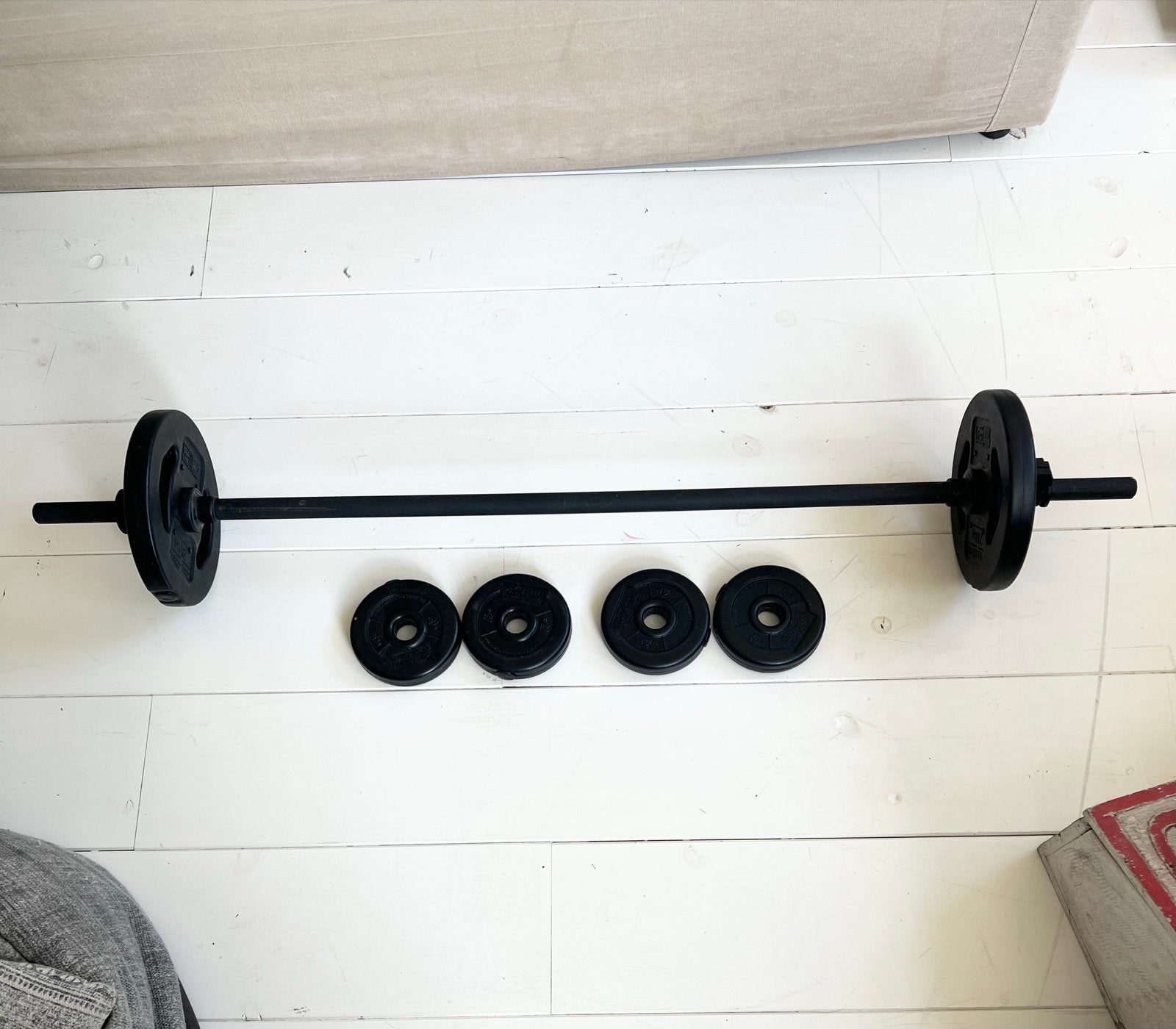 Don Oliver Body Pump Halterset met schijven (2,5 en 1 kg), Ophalen, Zo goed als nieuw, Armen, Halterset