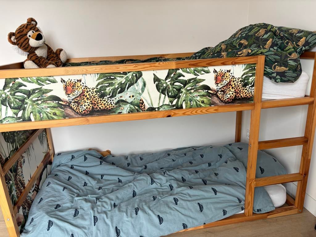 Ikea Kura bed met unieke jungle print, Ophalen of Verzenden, Gebruikt, Halfhoogslaper